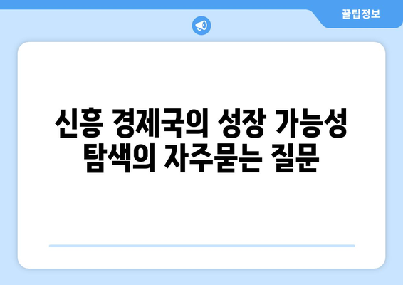 신흥 경제국의 성장 가능성 탐색